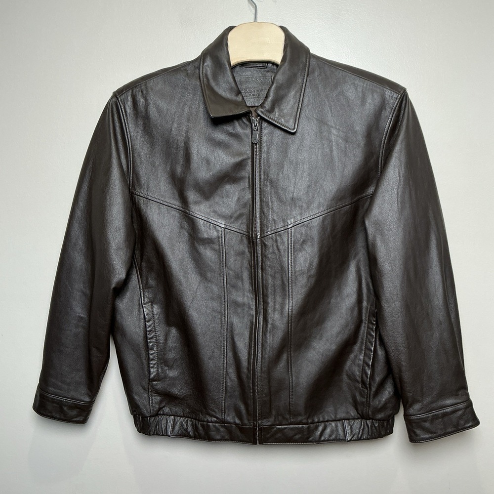Roundtree & Yorke Men's VTG Genuine Leather Bomber Moto‎ Jacket 2XLT EUC
